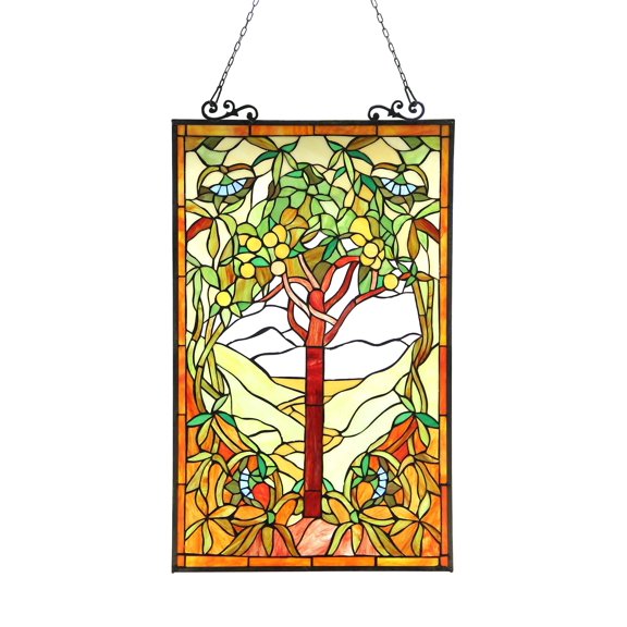 CHLOE Olea Tiffany-glass "Fruits of Life" Window Panel 20x32