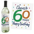 thumbnail image 2 of Big Dot of Happiness 60th Birthday - Cheerful Happy Birthday - Colorful Sixtieth Birthday Party Decor - Wine Bottle Label Stickers - Set of 4, 2 of 8
