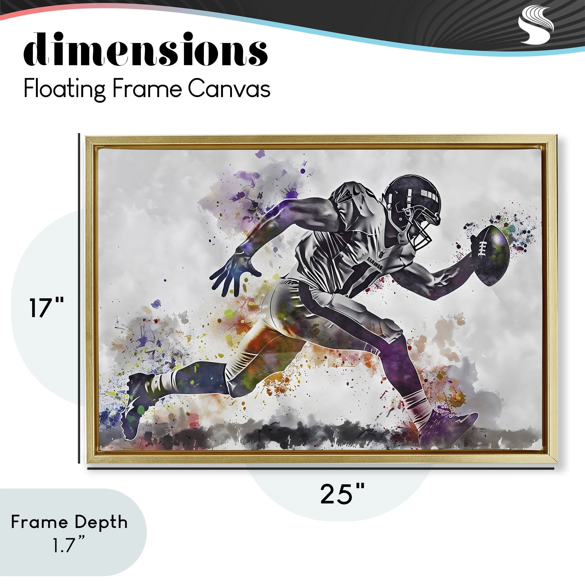 Stupell Industries Endurance Football Sprint Gold Framed Floater Canvas Wall Art, design by Creative Studio