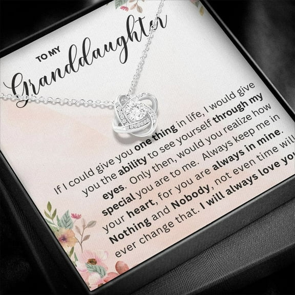 To My Granddaughter Necklace, Sentimental Granddaughter, Graduation Granddaughter, Gift from Grandma, Grandpa, Birthday, White Love Knot Necklace