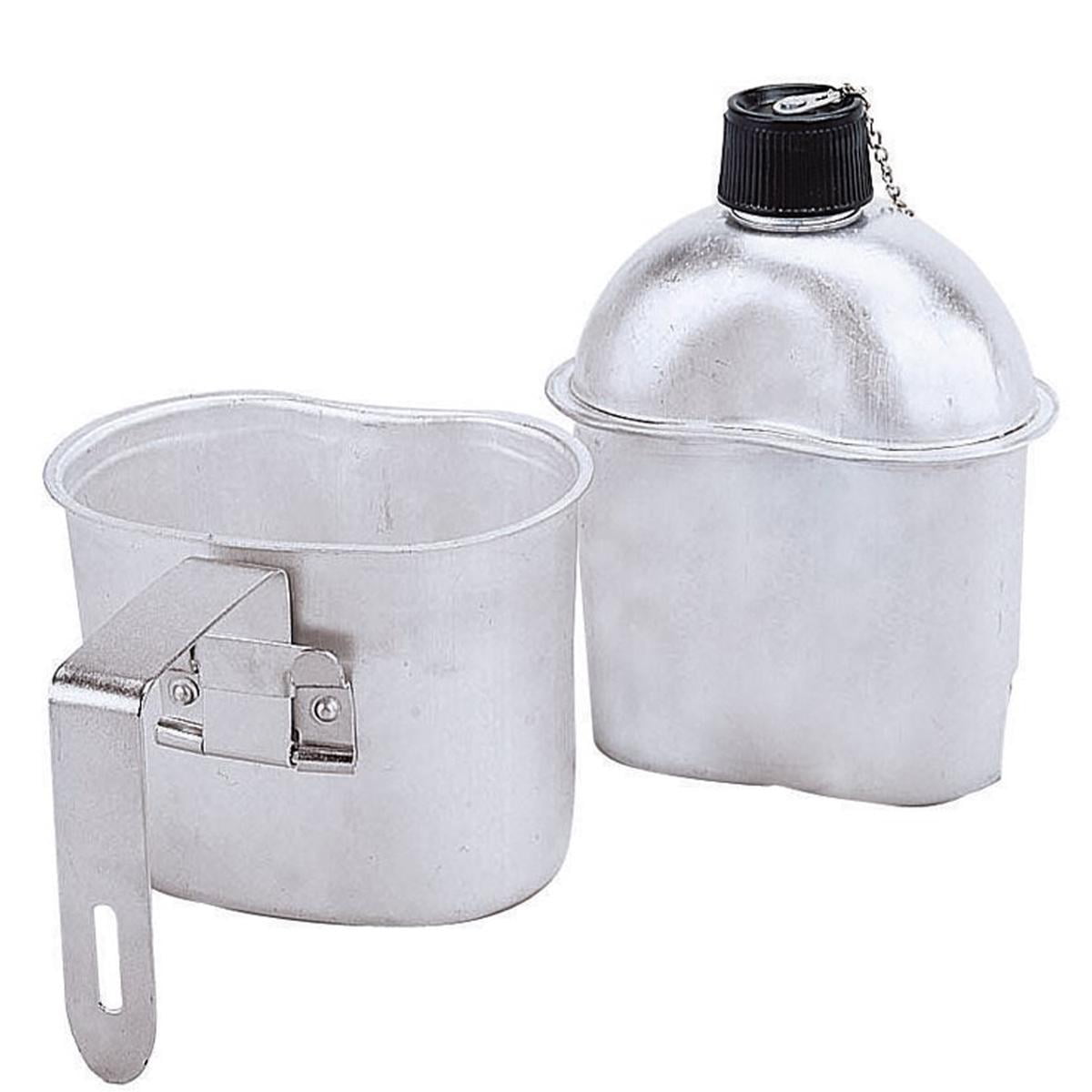 Military Style Canteen Cup With Handle Aluminum Camping Hiking Cup