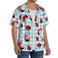 thumbnail image 4 of Vsdgher Flowers and Lady Bugs Print Men's Wrinkle Free Untucked Cuban Shirt Business Casual Button Down Shirts Short Sleeve Shirt, 4 of 7
