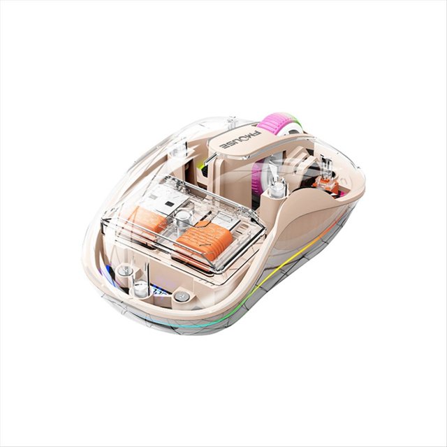Ratón Inalámbrico Bluetooth Ratón Recargable Magnético Transparente Ratón con Lámpara LED Silenciosa de Modos para Computadora Portátil Té con Leche