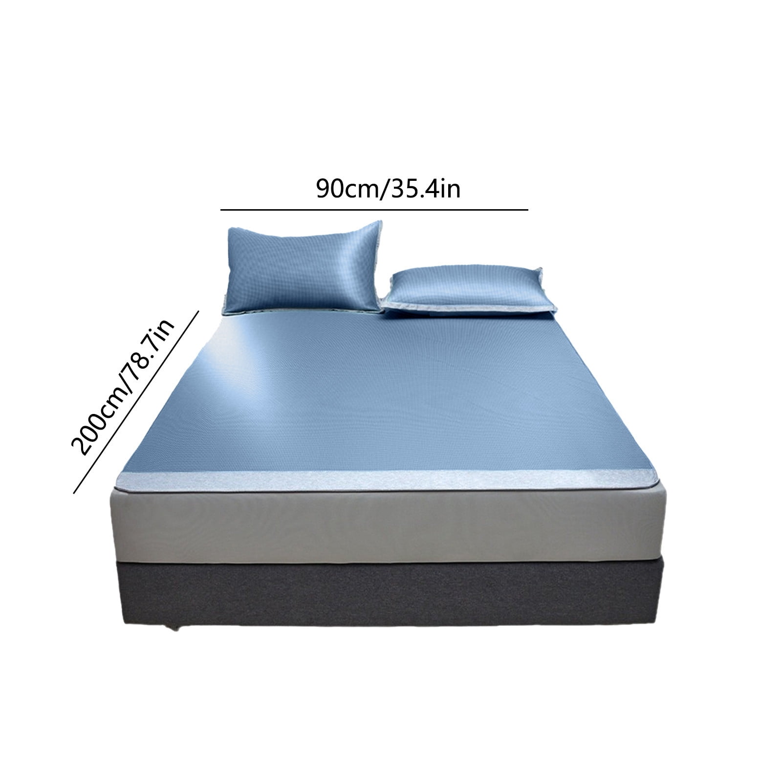 Weloille Ice Silk Cool Mat 90x200cm, Breathable Summer Sleeping Mat with Pillowcase, Machine Washable, 100% Polyester, Multiple Colors (Blue, Pink, Coffee, Green, Gray) for Ultimate Comfort