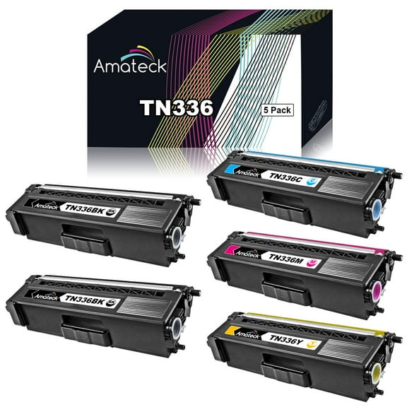 Amateck Compatible Toner Cartridge Replacement for Brother TN336BK TN336C TN336M TN336Y 5 Pack for MFC-L8600CDW, MFC-L8850CDW, HL-L8250CDN, HL-L8350CDW, HL-L8350CDWT