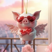 Nilvkv Valentine's Day Love Red Love Pig Pendant Car Interior Acrylic Pendant Decorative Pendant Christmas, Mother's Day or Birthday Gifts for Mom Wife Girlfriend