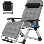 Slsy Zero Gravity Chair, Lawn Recliner, Reclining Patio Lounger Chair, Folding Portable Chaise with Removable Soft Cushion, Cup Holder, Headrest