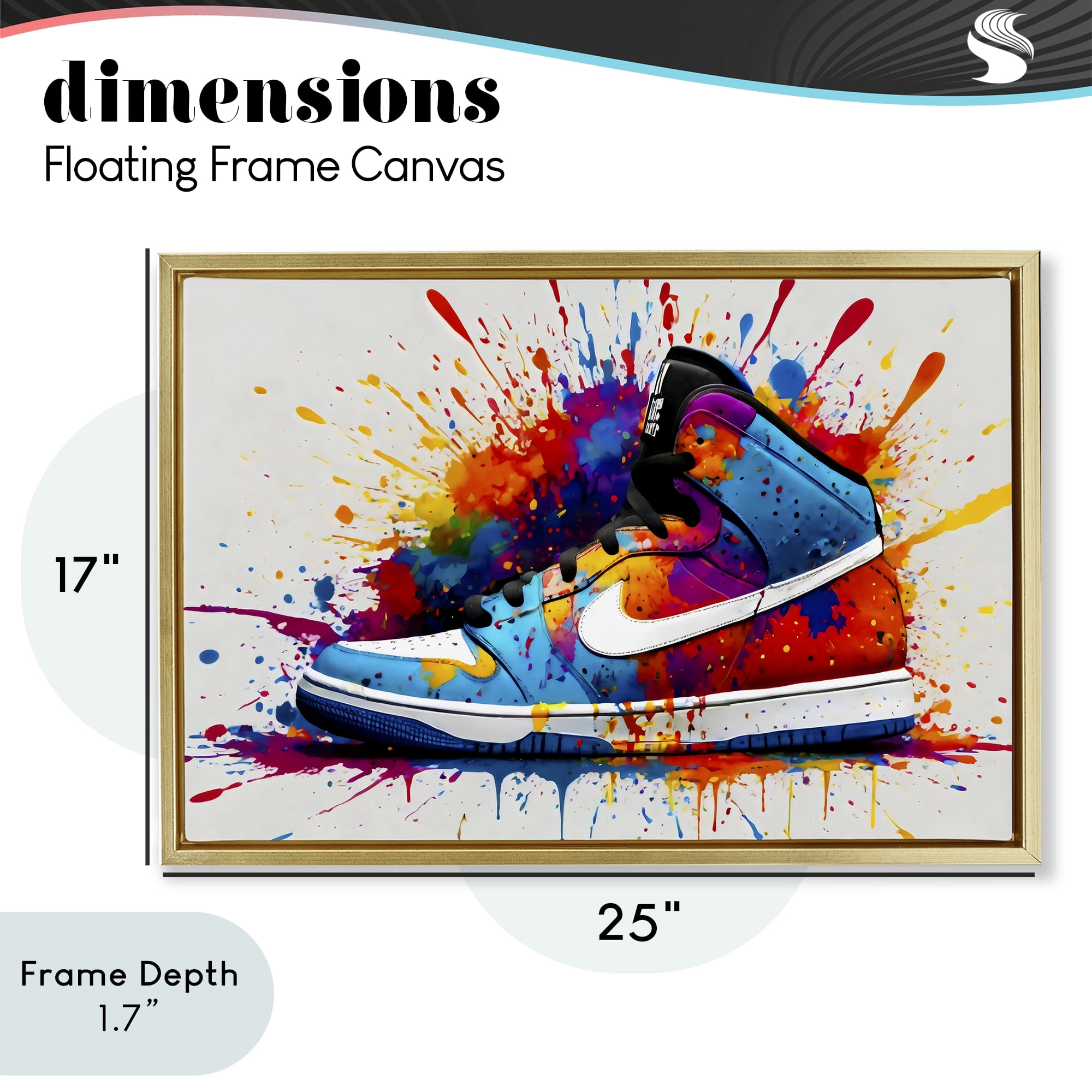 Stupell Industries Centric Sneaker Splash Gold Framed Floater Canvas Wall Art, design by Creative Studio