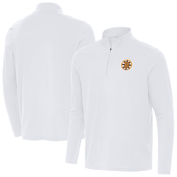 Men's Antigua White Boston Bruins Intent Quarter-Zip Top
