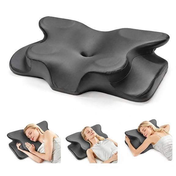 WKEFF Cervical Neck Pillow, Butterfly Memory Foam Contour Pillow for Sleeping, Ergonomic Orthopedic Neck Support Pillow for Side Back Stomach Sleepers, Removable Washable Cooling Pillowcase