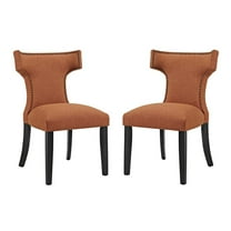 Modway Curve Dining Side Chair Fabric Set of 2 in Orange