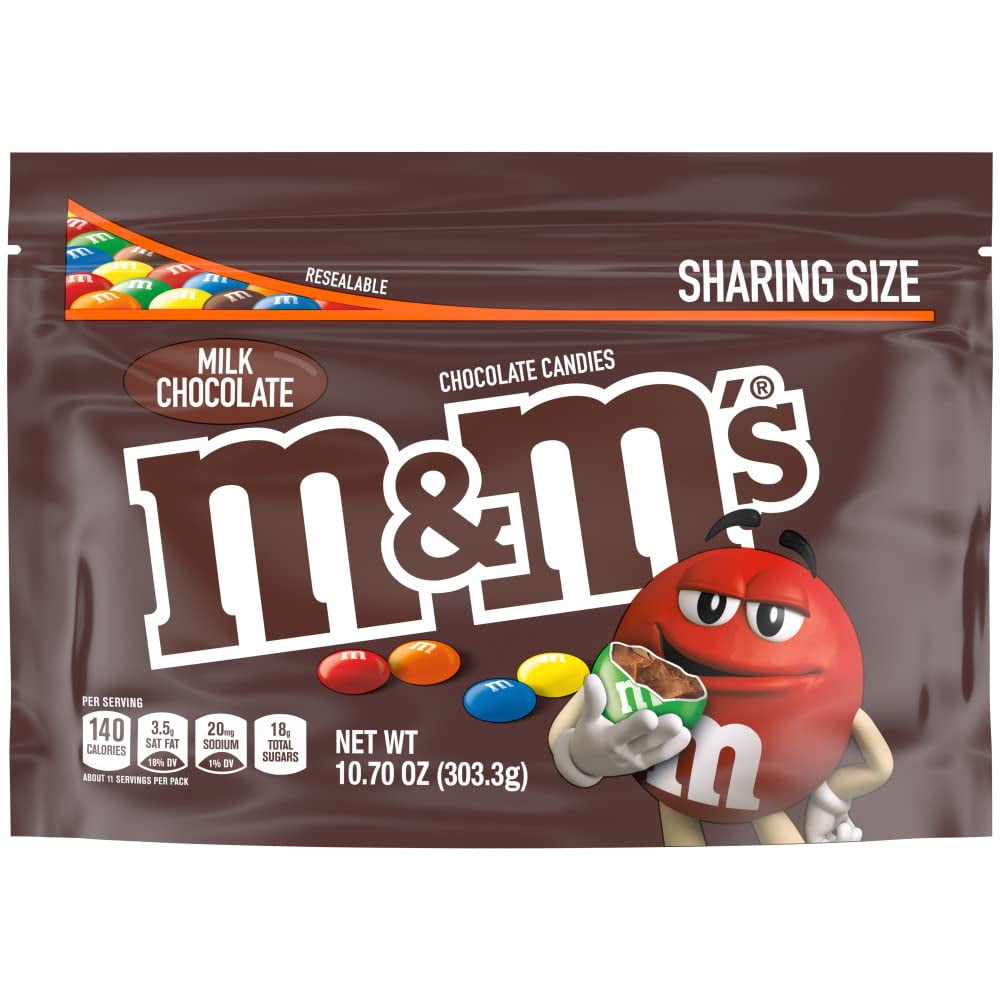 M&Ms, Milk Chocolate Candy Sharing Size Bag, 10.7 Oz
