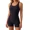 Black, variant on Women's Colorblock Athletic Boyleg One Piece Swimsuit, Racerback Modest Bathing Suit with Sewn-in Bra for Swimming Training Surfing
