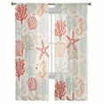 thumbnail image 3 of Orange Red Coastal Sheer Curtains 96 Inches Long 2 Panels Set, Window Sheer Curtains for Living Room/Bedroom, Ocean Coral Starfish Shell Seahorse Light Filtering Rod Pocket Curtain 52'' x 96'' x 2, 3 of 7