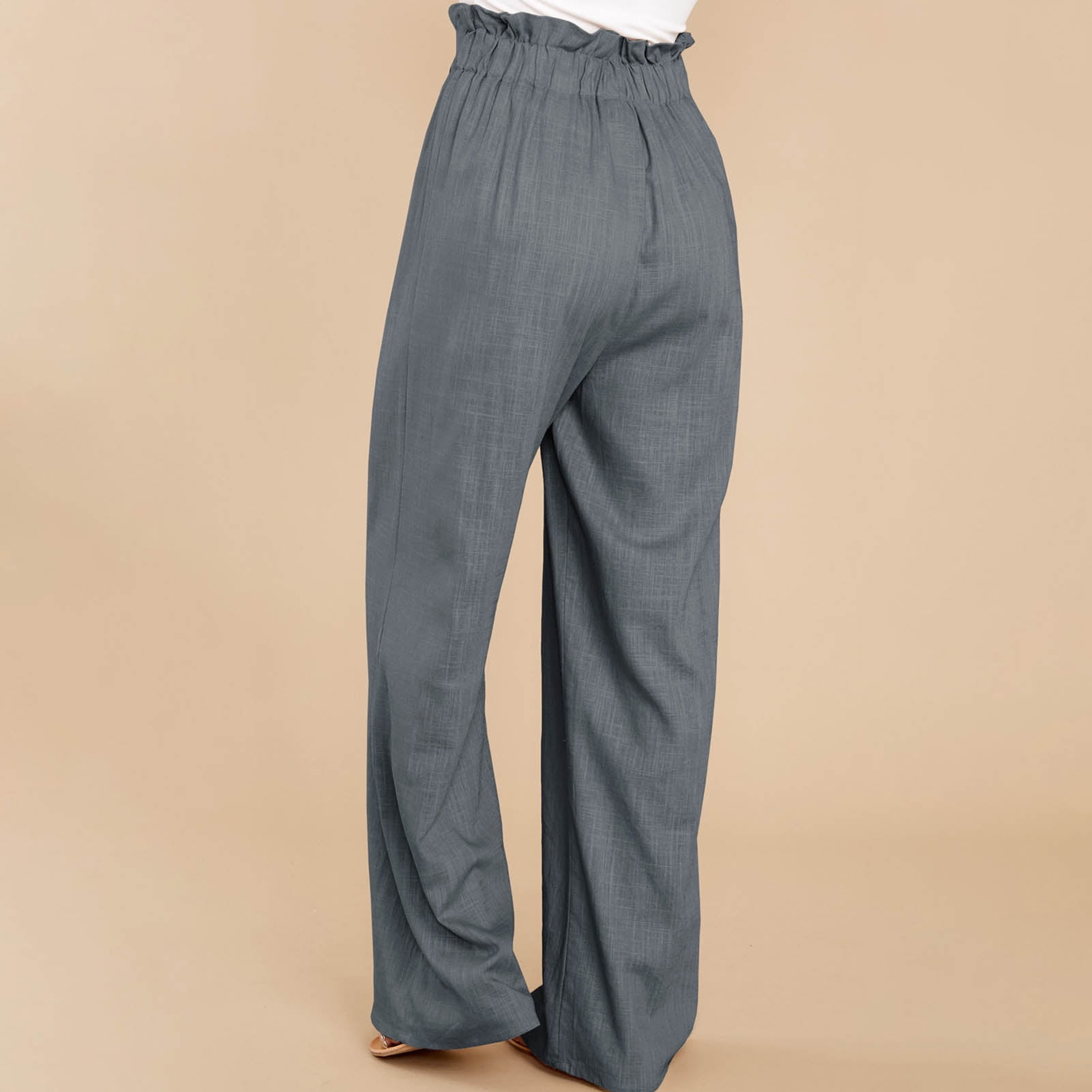 High waisted belted wide leg trousers online