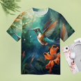thumbnail image 4 of Flower Hummingbird T Shirts Basic T-Shirt Short Sleeve Ladies Tee Shirt Summer Graphic Clothing, 4 of 6