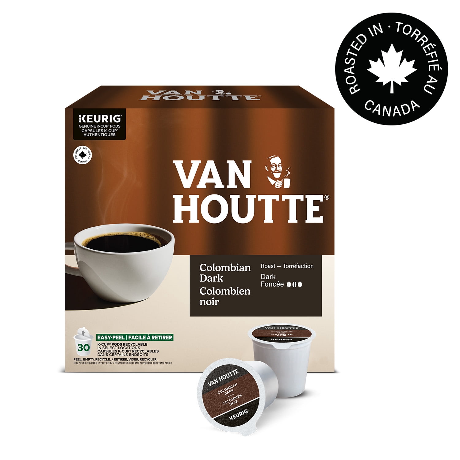 Van Houtte Colombian Dark, Dark Roast, K-Cup Coffee Pods, 30 pods