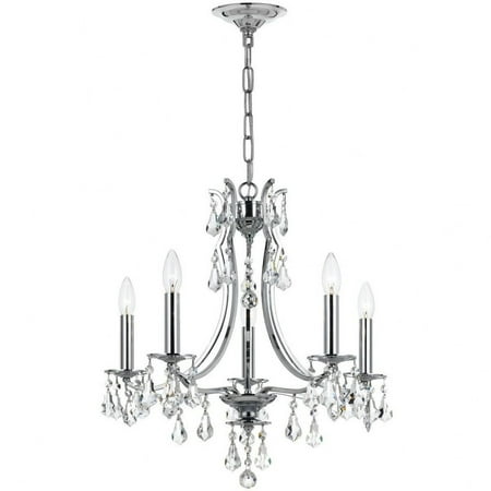 

Crystorama Lighting 5935-CH-CL-MWP Cedar - Five Light Mini Chandelier in Minimalist Style - 20 Inches Wide by 21 Inches High Clear Majestic Wood Polished Polished Chrome Finish