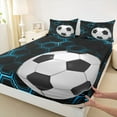 thumbnail image 3 of Homewish Geometric Hexagon Honeycomb Full Size Sheets,Football Soccer Game Bed Sheets,Blue Black White Sheet Sets For Kids,Microfiber Bedroom Decor,4 Pieces, 3 of 7