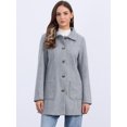 thumbnail image 3 of DARING DIVA Women's Winter Overcoat Mid-Long Notch Lapel Peacoat with Pockets M Light Gray, 3 of 7
