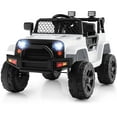 thumbnail image 1 of Gymax Camion Électrique 12 V pour Enfants, avec Télécommande, Musique et Lumières, Blanc., 1 of 10