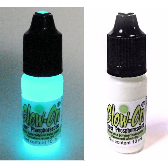 Glow On Super Phosphorescent Paint With Tip Applicator, Aqua, White Color, Aqua Glow, Large 10 ml Bottle.