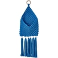 thumbnail image 1 of Handwoven Cotton Tassels Wall Hanging Basket Organizers Pocket For Dried Flower Mail Holder Nursery Home Decoration Wall Hanging Basket（Blue）, 1 of 5