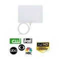 thumbnail image 2 of Digital Indoor HDTV Antenna Flat White w/ 25FT RG6 Coaxial Cable – 45 Mile VHF/UHF TV Signal Receiver, F-Type Extension Cord for Cable TV, Satellite, OTA Broadcast, 1080p Ready Plug & Play Setup, 2 of 7