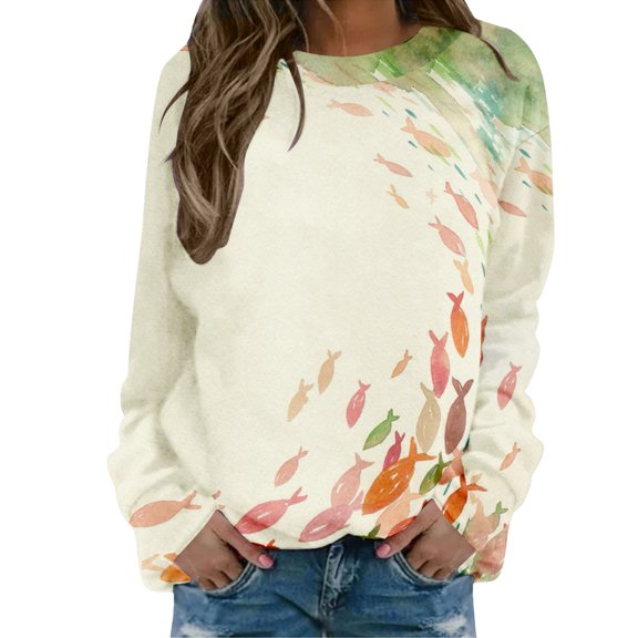 MVRLSH Essentials Hoodies for Women Graphic Print Crewneck Long Sleeve Casual Fashion Oversized Spring Fall Layering Daily Outfit Match Sweatshirt Green - XXXL