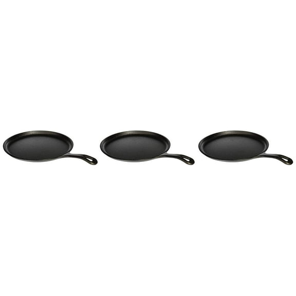 Lodge - L9OG3 10.5" Cast Iron Round Griddle Pan Pkg of 3