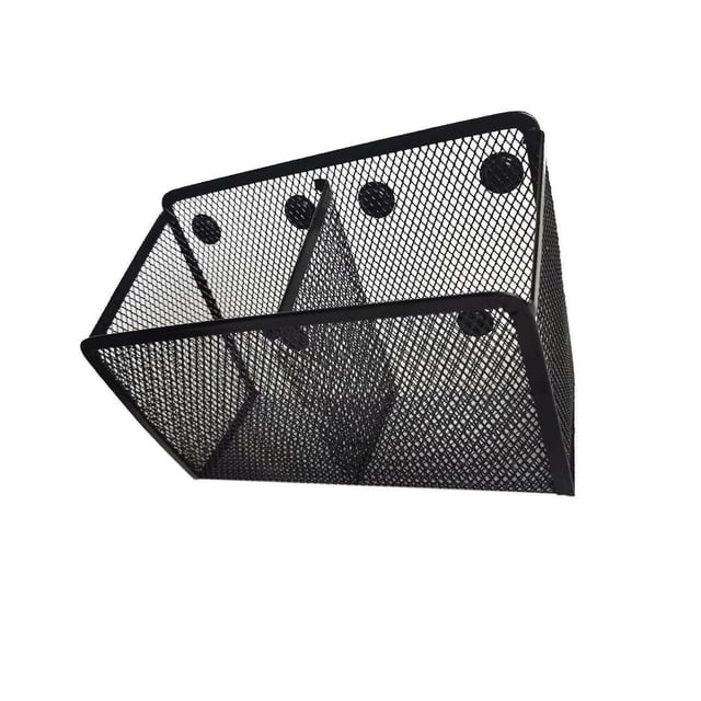 facefd Magnetic Pencil Holder Black Mesh Basket for Locker Refrigerator Table 2 grid
