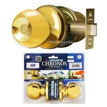 Constructor Chronos Passage Door Knob Handle Lock Set for Hallway and Closet Polished Brass Finish