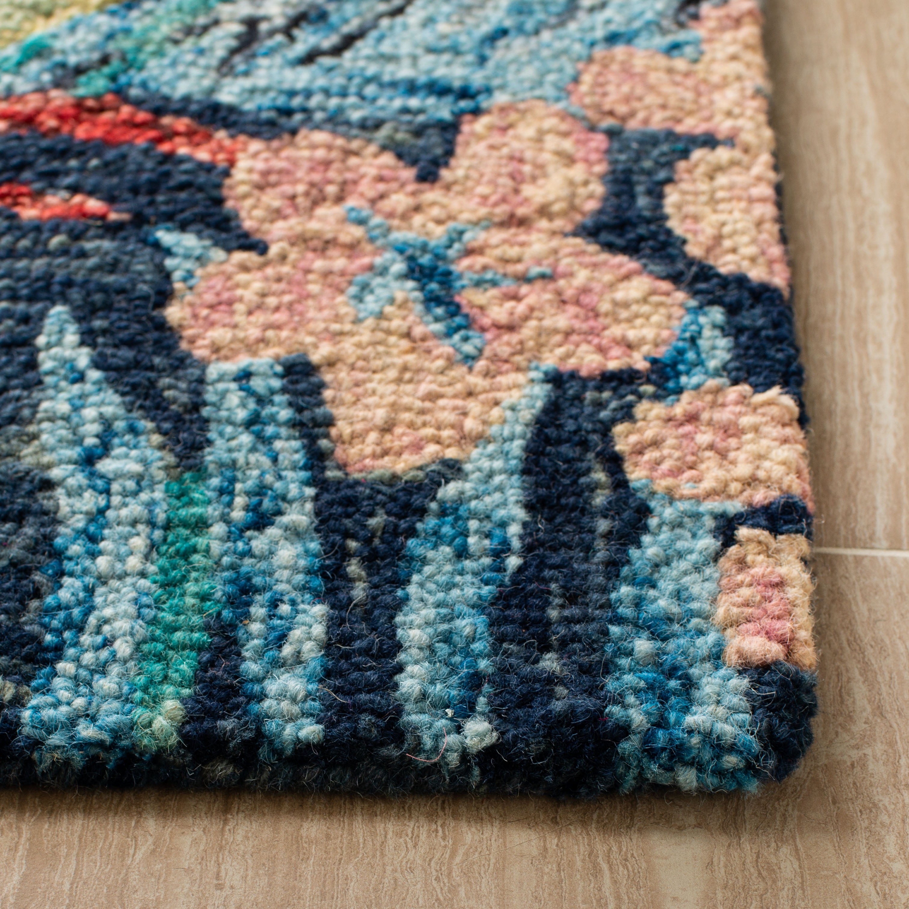 SAFAVIEH Aspen Willoughby Colorful Floral Wool Runner Rug, Blue/Pink, 2'3" x 11'