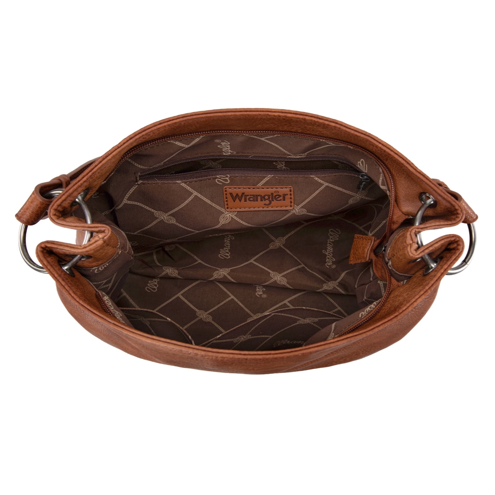 Wrangler Hobo Bags for Women Vegan Leather Top Handle Shoulder Purses and Handbags, Cow Print-Brown