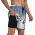 thumbnail image 3 of Picia Snowman And Christmas Tree pattern Mens Swim Trunks with Compression Liner Stretch Beach Shorts Quick Dry with Zipper Pockets No-Chafing Board Shorts-Small, 3 of 9