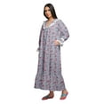thumbnail image 2 of Moomaya Printed Long Sleeve Maxi Nightdress Button Down Cotton Sleepwear Gown, 2 of 5