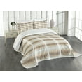 thumbnail image 3 of Ambesonne Abstract Quilted Bedspread Set 3 Pcs, Damask Inspired Curves, Queen Size, Beige Brown White, 3 of 5