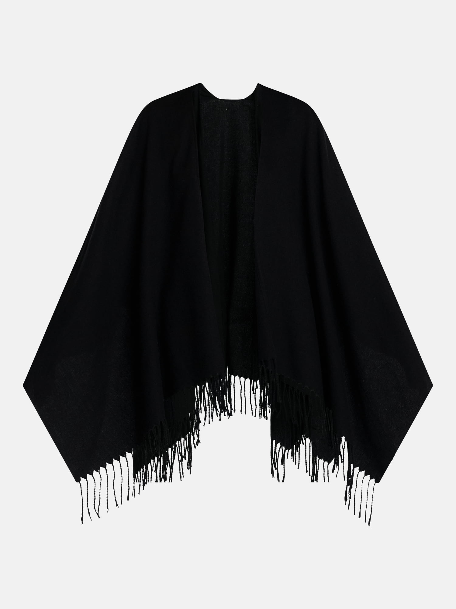 Scenario Women's Fringe Ruana, Mid-weight, Black Soot