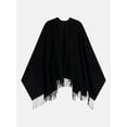 thumbnail image 4 of Scenario Women's Fringe Ruana, Mid-weight, Black Soot, 4 of 4