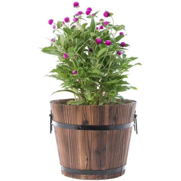 12 x 10 Po. Jardinière en Bois pour Tonneau de Whisky, Marron - Petit