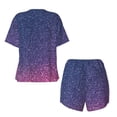 thumbnail image 5 of Lsque Violet Glitter Women's Short-Sleeved Pajama Set - 2 Piece Soft and Lightweight Sleepwear Set-Medium, 5 of 9