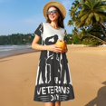 thumbnail image 4 of Xecao Veterans Day for Women Summer Short Sleeve Midi Dress with Pockets Casual Aline Flowy Tshirt Dress Vocation Beach Sundress, 4 of 6