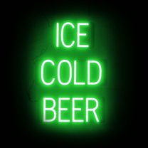 SpellBrite ICE COLD BEER LED Sign for Business. 16.8" x 23.8" Green ICE COLD BEER Sign Has Neon Sign Look With Energy Efficient LED Light Source. Visible from 500 Feet, 8 Animation Settings.