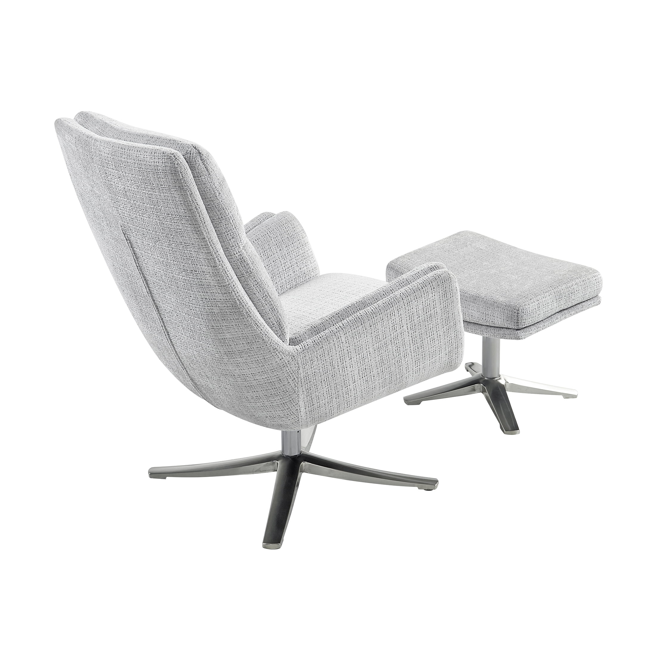 OakvillePark Windmere Chenille Swivel Chair with Ottoman, Gray
