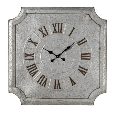 32 Metallic Grey And Black Square Galvanized Battery Operated Wall 32 Metallic Grey And Black Square Galvanized Battery Operated Wall Clock