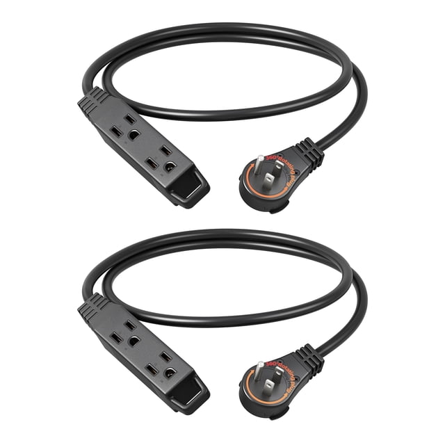 Cable de extensión DEWENWILS, enchufe plano giratorio de 360°, 3 pies 13 A, negro
