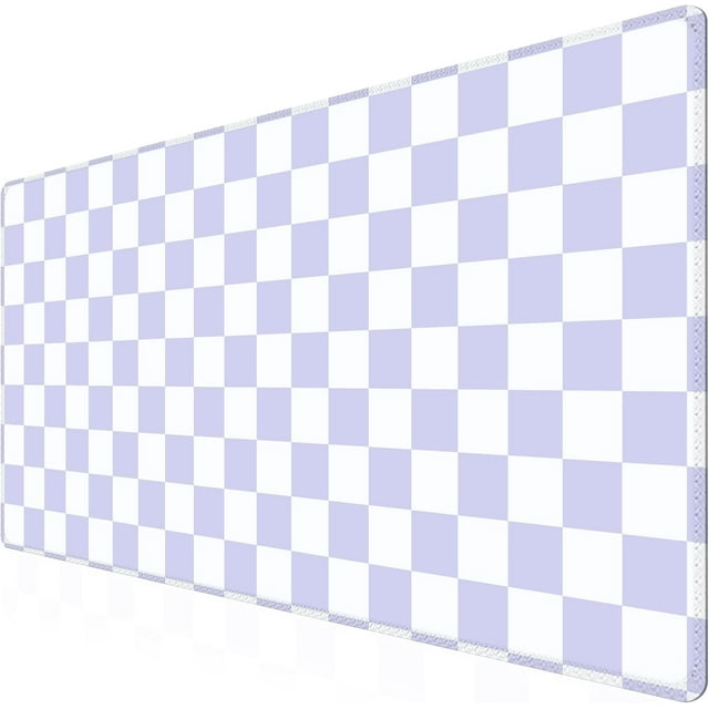 Purple Checkered XXL Desk Mat AntiSlip Big Mousepad with Stitched Edges, Keyboard Pad Mouse Mat for Computer, Cute Desk Pad for Desktop Decor