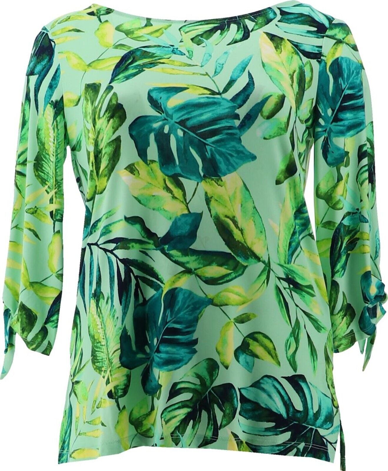 Susan Graver Print Liquid Knit TieSleeve Tunic Women's A395084