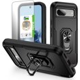 thumbnail image 1 of KOMI pour Google Pixel 8a, Étui avec Protecteur d'Écran, Béquille Anneau Réglable à 360 Intégré, Protection Militaire, Armure Antichoc - Vert, 1 of 5