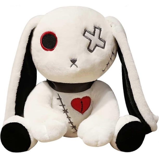 ELAINREN Conejo loco de peluche, conejito negro de juguete, conejito terrible de Halloween, conejo de Pascua de peluche, almohada de animal, conejo rosa suave, conejito adorable abrazable P
